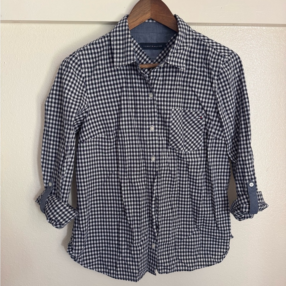 Tommy Hilfiger Gingham Button-Down Shirt Size Small - Picture 2 of 11